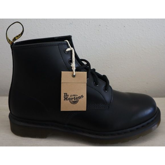 Dr. Martens Men 11 Women 12 Black 101 YS Smooth Leather Lace-Up Ankle Boots - Picture 6 of 12